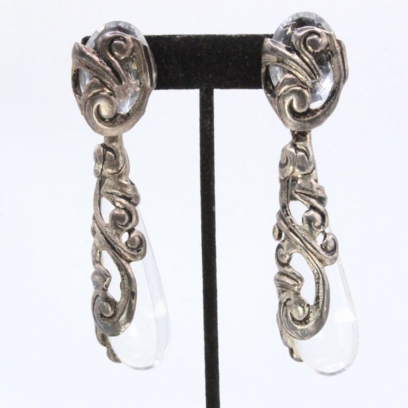 Isabel Canovas French Paris Couture Clear Lucite Resin Large Massive Long Dangle - Picture 7 of 9